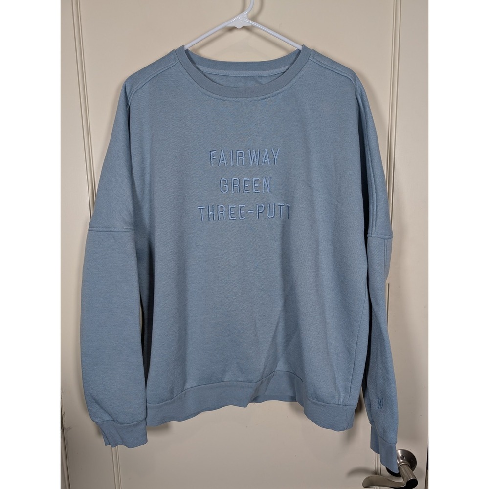 Waggle Golf Men's Crew Neck Sweatshirt Size L Fairway Green Three Putt Blue